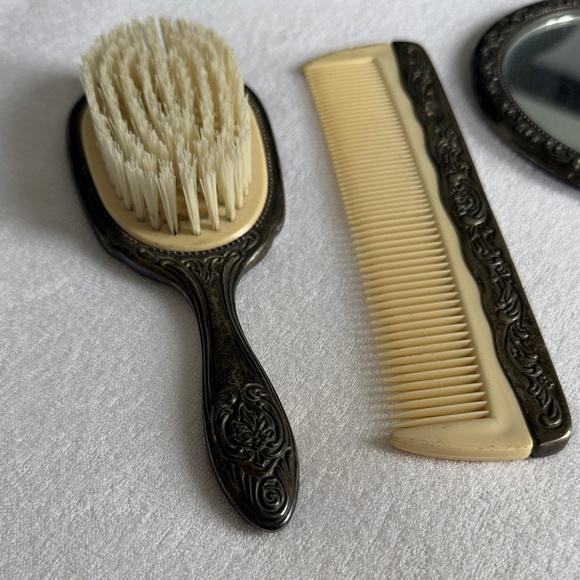 Vintage Silver Vanity Set with Mirror, Brush, and Comb - Picture 4 of 11